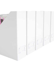 Load image into Gallery viewer, Foldable Magazine File Holder with Leather Label Holder - Set of 6 - White