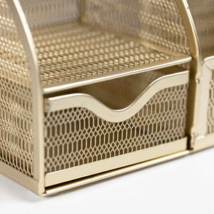 Load image into Gallery viewer, Fontvieille Unique Metal Gold Desk Organizer with Drawer