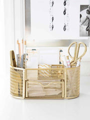 Load image into Gallery viewer, Fontvieille Gold Desk Organizer with Drawer