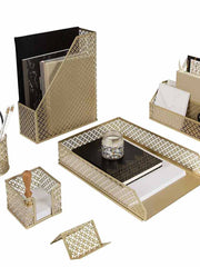 Load image into Gallery viewer, Riviera 6 Piece Gold Desk Organizer Set