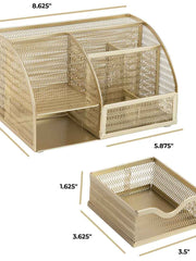 Load image into Gallery viewer, Fontvieille Unique Metal Gold Desk Organizer with Drawer