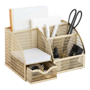 Load image into Gallery viewer, Fontvieille Unique Metal Gold Desk Organizer with Drawer
