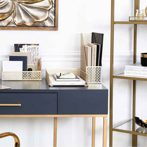 Load image into Gallery viewer, Riviera 6 Piece Gold Desk Organizer Set