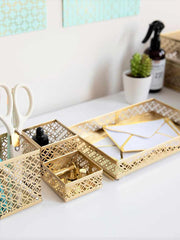 Load image into Gallery viewer, Riviera 6 Piece Gold Interlocking Desk Organizer Set