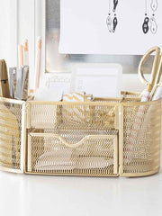 Load image into Gallery viewer, Fontvieille Gold Desk Organizer with Drawer