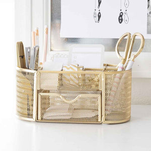 Load image into Gallery viewer, Fontvieille Gold Desk Organizer with Drawer