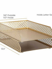 Load image into Gallery viewer, Riviera Stackable Gold Paper Tray - Set of 2 - Letter Size