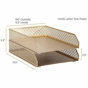 Load image into Gallery viewer, Riviera Stackable Gold Paper Tray - Set of 2 - Letter Size