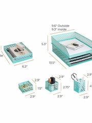 Load image into Gallery viewer, Riviera 6 Piece Aqua Interlocking Desk Organizer Set