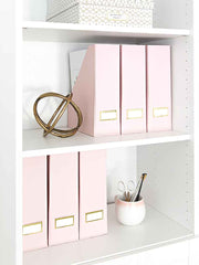 Load image into Gallery viewer, Foldable Magazine File Holder with Gold Label Holder - Set of 6 - Pink