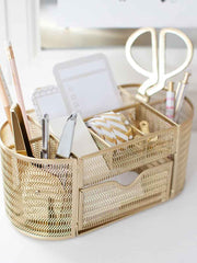 Load image into Gallery viewer, Fontvieille Gold Desk Organizer with Drawer