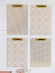 Load image into Gallery viewer, Set of 4 Decorative Clipboards with Light Pink Patterns and Gold Foil