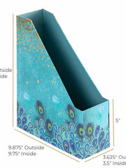 Load image into Gallery viewer, Foldable Magazine File Holder with Gold Label Holder - Set of 4 - Peacock