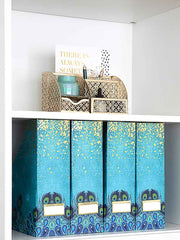 Load image into Gallery viewer, Foldable Magazine File Holder with Gold Label Holder - Set of 4 - Peacock