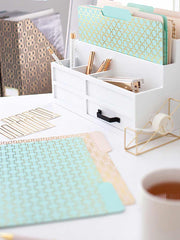 Load image into Gallery viewer, Decorative File Folders - 1/3 Cut Tabs - Letter Size - Set of 12 - 2 Each of 6 Cute Patterns with Gold Foil (Pink Aqua and Cream)