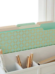 Load image into Gallery viewer, Decorative File Folders - 1/3 Cut Tabs - Letter Size - Set of 12 - 2 Each of 6 Cute Patterns with Gold Foil (Pink Aqua and Cream)