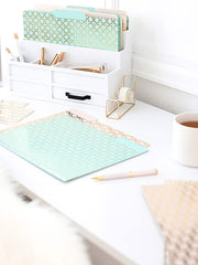 Load image into Gallery viewer, Decorative File Folders - 1/3 Cut Tabs - Letter Size - Set of 12 - 2 Each of 6 Cute Patterns with Gold Foil (Pink Aqua and Cream)