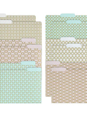 Load image into Gallery viewer, Decorative File Folders - 1/3 Cut Tabs - Letter Size - Set of 12 - 2 Each of 6 Cute Patterns with Gold Foil (Pink Aqua and Cream)
