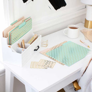 Load image into Gallery viewer, Decorative File Folders - 1/3 Cut Tabs - Letter Size - Set of 12 - 2 Each of 6 Cute Patterns with Gold Foil (Pink Aqua and Cream)