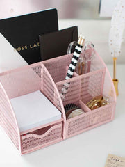 Load image into Gallery viewer, Fontvieille Unique Metal Desk Organizer with Drawer - Pink