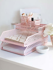 Load image into Gallery viewer, Riviera 6 Piece Pink Interlocking Desk Organizer Set