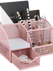 Load image into Gallery viewer, Fontvieille Unique Metal Desk Organizer with Drawer - Pink