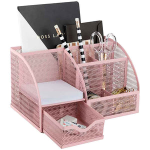 Load image into Gallery viewer, Fontvieille Unique Metal Desk Organizer with Drawer - Pink