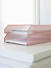 Load image into Gallery viewer, Riviera Stackable Pink Paper Tray - Set of 2 - Letter Size
