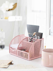Load image into Gallery viewer, Fontvieille Unique Metal Desk Organizer with Drawer - Pink