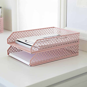 Riviera Stackable Pink Paper Tray - Set of 2 - Letter Size