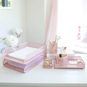 Load image into Gallery viewer, Riviera 6 Piece Pink Interlocking Desk Organizer Set