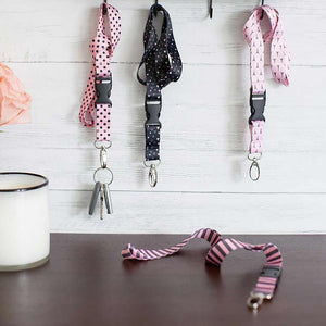 Load image into Gallery viewer, Pink Lanyard Keychain for Women Girls - 4 Pcs Set - 4 Cute Designs
