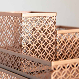 Load image into Gallery viewer, Riviera 6 Piece Rose Gold Interlocking Desk Organizer Set