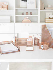 Load image into Gallery viewer, Riviera 6 Piece Rose Gold Desk Organizer Set