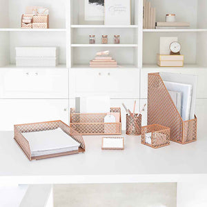 Load image into Gallery viewer, Riviera 6 Piece Rose Gold Desk Organizer Set
