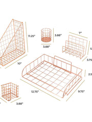 Load image into Gallery viewer, Monte Rose Gold Wire Desk Organizer Set