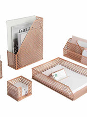 Load image into Gallery viewer, Riviera 6 Piece Rose Gold Desk Organizer Set