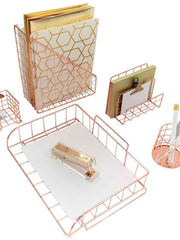 Load image into Gallery viewer, Monte Rose Gold Wire Desk Organizer Set