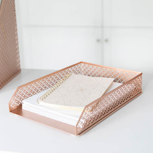 Load image into Gallery viewer, Riviera Stackable Rose Gold Paper Tray - Set of 2 - Letter Size