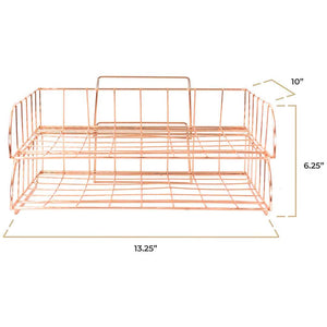 Load image into Gallery viewer, Monte Rose Gold Stackable Paper Tray - Set of 2 - Metal Wire -Letter Size