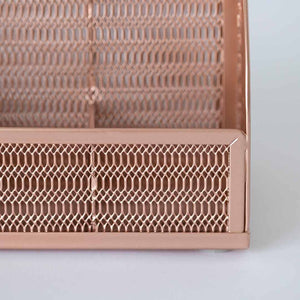 Load image into Gallery viewer, Fontvieille Unique Metal Rose Gold Desk Organizer with Drawer