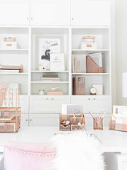 Load image into Gallery viewer, Fontvieille Unique Metal Rose Gold Desk Organizer with Drawer