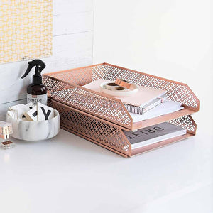 Load image into Gallery viewer, Riviera 6 Piece Rose Gold Interlocking Desk Organizer Set