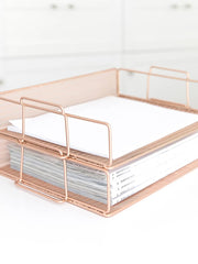 Load image into Gallery viewer, Fontvieille Stackable Rose Gold Paper Tray - Set of 2 - Letter Size