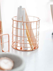 Load image into Gallery viewer, Monte Rose Gold Wire Desk Organizer Set