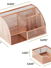 Load image into Gallery viewer, Fontvieille Unique Metal Rose Gold Desk Organizer with Drawer
