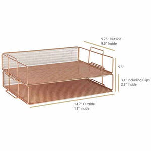 Load image into Gallery viewer, Fontvieille Stackable Rose Gold Paper Tray - Set of 2 - Letter Size