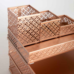 Load image into Gallery viewer, Riviera 6 Piece Rose Gold Interlocking Desk Organizer Set