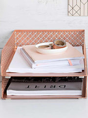 Load image into Gallery viewer, Riviera Stackable Rose Gold Paper Tray - Set of 2 - Letter Size