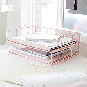 Load image into Gallery viewer, Fontvieille Stackable Pink Paper Tray - Set of 2 - Letter Size